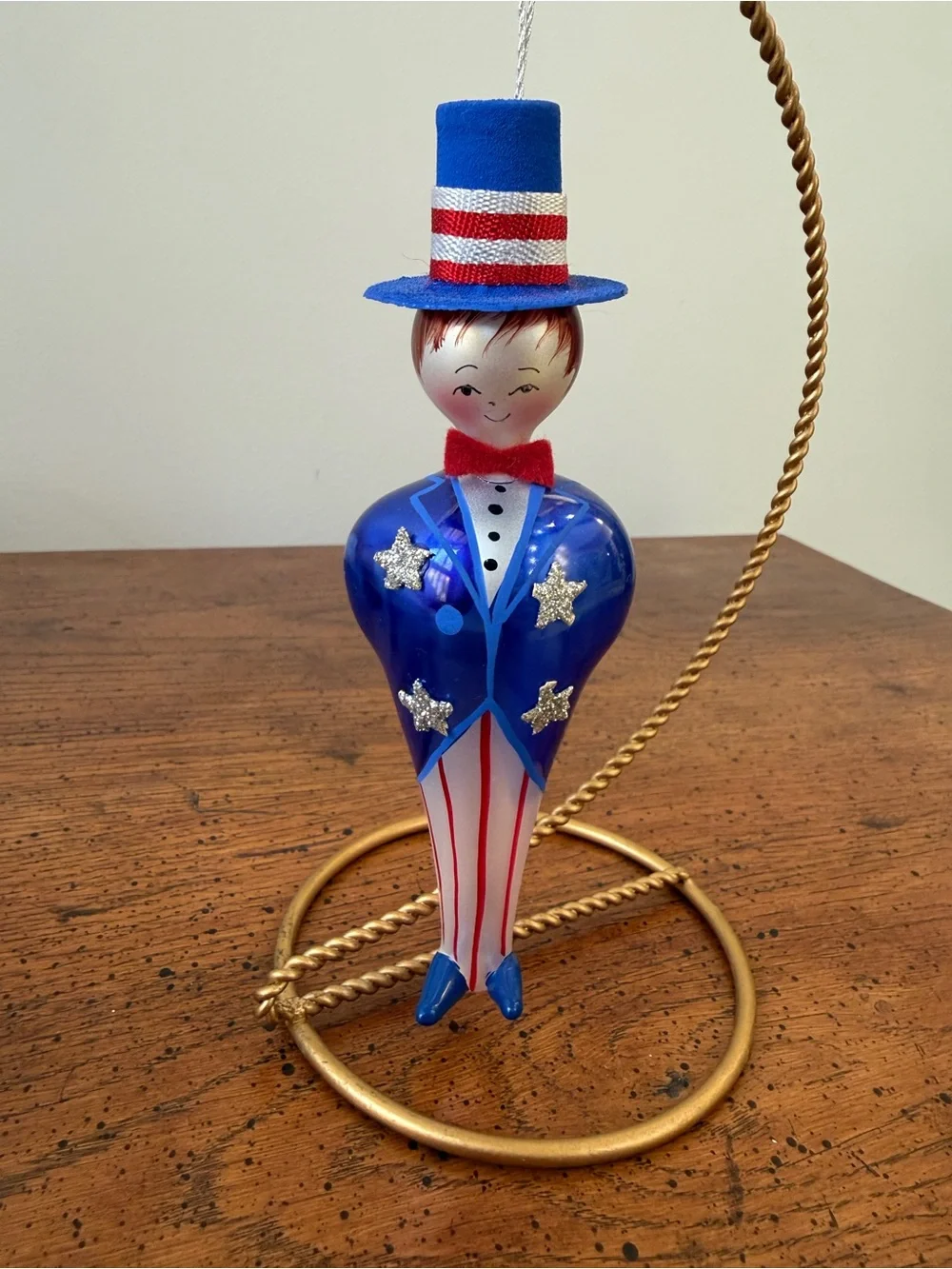 Vintage De Carlini Christmas Ornament - Uncle Sam Patriotic